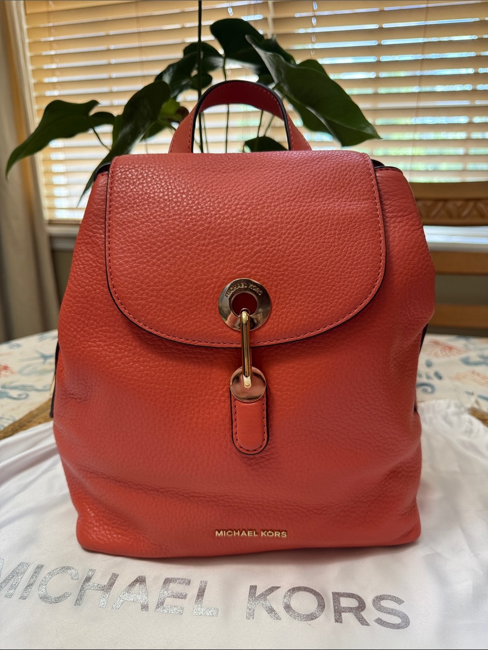 Michael Kors Coral Pebbled Leather Backpack